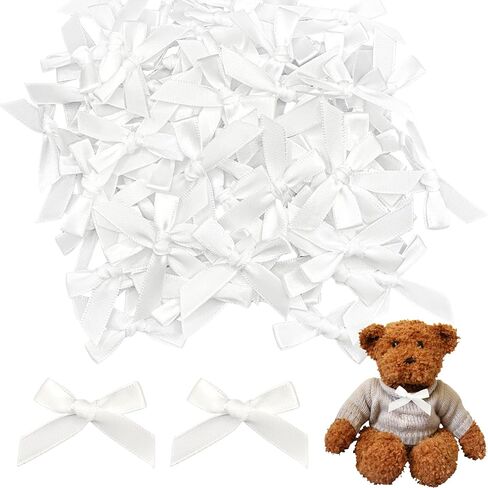100PCS Premade Mini Bows DIY Satin Fabric Ribbon Twist Tie Bows for Cake Treat Bags Gift Wrapping Decor Black in Saudi Arabia