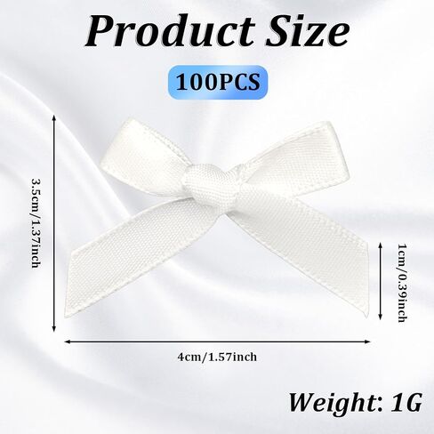 100PCS Premade Mini Bows DIY Satin Fabric Ribbon Twist Tie Bows for Cake Treat Bags Gift Wrapping Decor Black in Saudi Arabia