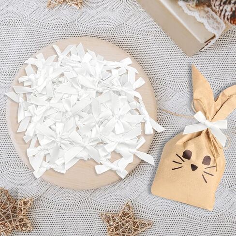 100PCS Premade Mini Bows DIY Satin Fabric Ribbon Twist Tie Bows for Cake Treat Bags Gift Wrapping Decor Black in Saudi Arabia
