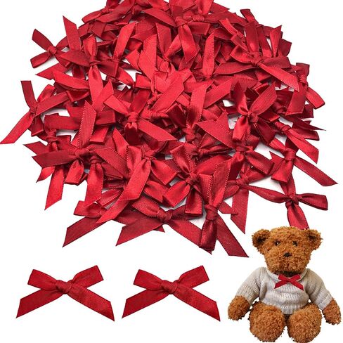 100PCS Premade Mini Bows DIY Satin Fabric Ribbon Twist Tie Bows for Cake Treat Bags Gift Wrapping Decor Black in Saudi Arabia