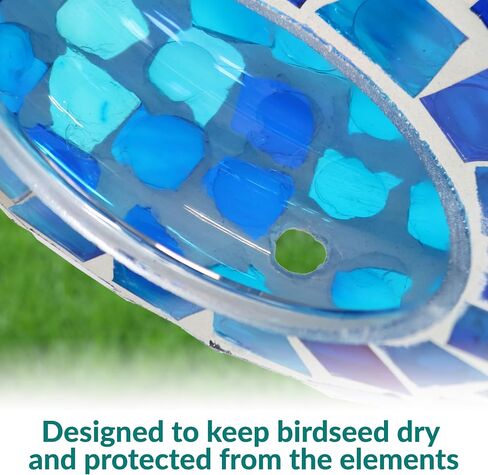 Sunnydaze 6-Inch Glass Mosaic Hanging Bird Feeder for Outdoors - Fly-Through Wild Bird Feeder - Confetti Mosaic in Kuwait