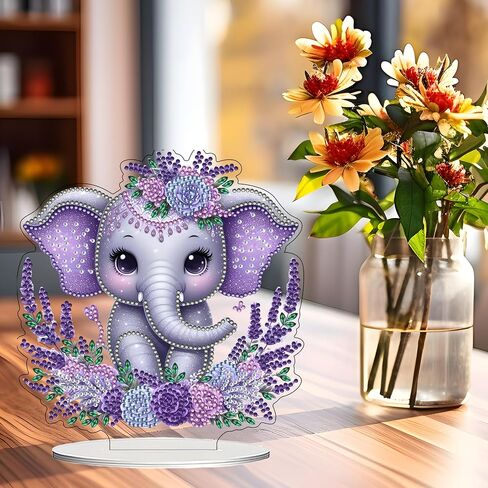 JJFox DIY Tabletop Diamond Art Painting Kit，Desktop Ornament Special Shaped Rhinestone Desk Placement Ornament，Home Stand Up Gem Painting Craft Kit Gift Double Sided (Easter Bunny) in Saudi Arabia