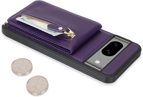 Jaorty Compatible with Google Pixel 8 Case for Women with Card Holder 6.2",Pixel 8 Phone Case with Strap,Crossbody Lanyard Cases with Credit Card Slots with Stand,Dark Purple in Saudi Arabia