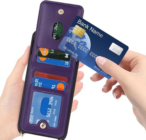 Jaorty Compatible with Google Pixel 8 Case for Women with Card Holder 6.2",Pixel 8 Phone Case with Strap,Crossbody Lanyard Cases with Credit Card Slots with Stand,Dark Purple in Saudi Arabia