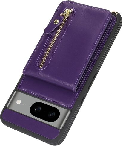 Jaorty Compatible with Google Pixel 8 Case for Women with Card Holder 6.2",Pixel 8 Phone Case with Strap,Crossbody Lanyard Cases with Credit Card Slots with Stand,Dark Purple in Saudi Arabia