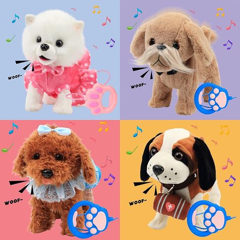 Hopearl Walking Cat Interactive Electronic Pet Singing Kitty Toy Remote Control Leash Animated Musical Kitten Miaow Wagging Tail Touch Recognition Gifts for Toddlers Birthday, Rainbow, 10.5'' in Kuwait