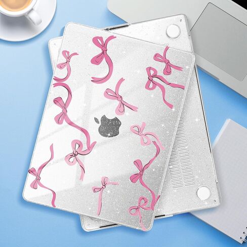 متوافق مع M4 MacBook Pro 16 Ingen Case 2024 (A3403 A3186) 2023 (M3 A2991 M2 A2780) 2021 (M1 A2485) Pro/Max Chip ، غطاء القشرة الصلبة البلاستيكية لـ Mac Pro 16 ، Chalk Pink Bow in Kuwait