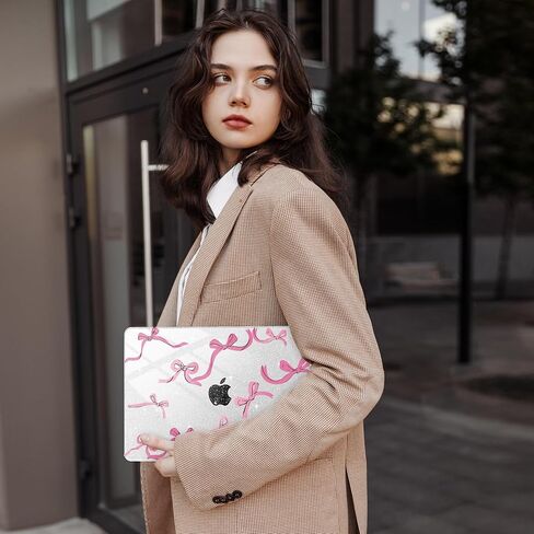 متوافق مع M4 MacBook Pro 16 Ingen Case 2024 (A3403 A3186) 2023 (M3 A2991 M2 A2780) 2021 (M1 A2485) Pro/Max Chip ، غطاء القشرة الصلبة البلاستيكية لـ Mac Pro 16 ، Chalk Pink Bow in Kuwait