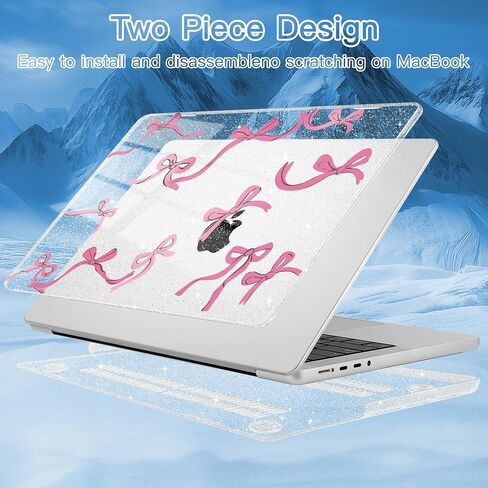 متوافق مع M4 MacBook Pro 16 Ingen Case 2024 (A3403 A3186) 2023 (M3 A2991 M2 A2780) 2021 (M1 A2485) Pro/Max Chip ، غطاء القشرة الصلبة البلاستيكية لـ Mac Pro 16 ، Chalk Pink Bow in Kuwait
