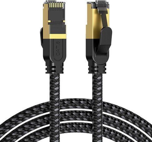 كابل Cat 8 Ethernet ، 1.5 قدم (5 حزمة) ، CAT8 عالي السرعة مضفر 40 جيجابت في الثانية 2000 ميجا هرتز سلك الشبكة ， RJ45 محمية كابلات LAN داخلية ، للألعاب PS4 PS5 Xbox Modem in Kuwait