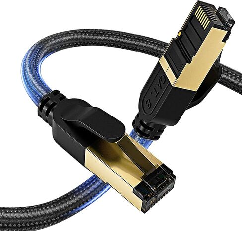 كابل Cat 8 Ethernet ، 1.5 قدم (5 حزمة) ، CAT8 عالي السرعة مضفر 40 جيجابت في الثانية 2000 ميجا هرتز سلك الشبكة ， RJ45 محمية كابلات LAN داخلية ، للألعاب PS4 PS5 Xbox Modem in Kuwait