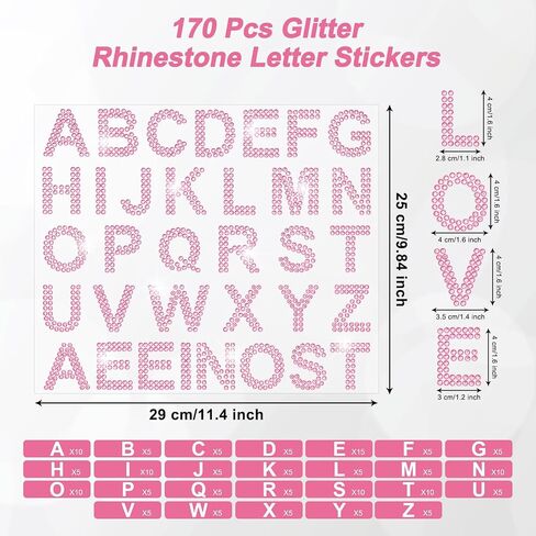 170 Pcs Black Rhinestone Letter Stickers, 5 Sheets 34 Letters Glitter Bling Alphabet Letter Stickers, Self Adhesive Letters Sticker Crystal Gemstone Border Stickers for DIY Art Craft Decor (Black) in Saudi Arabia