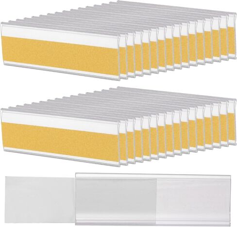 uxcell 50 Pcs Self Adhesive Label Holder Shelf Tag, 3 x 1 Inch Shelf Strips Price Tag Index Card Clear Labels Holders with Paper Label for Supermarket Library Bookshelf in Saudi Arabia