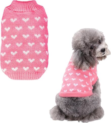 Valentine's Day Sweater for Dog,Red Soft Valentine's Day Dog Sweater Warm Cat Heart Love Pattern Knitted Sweater for Puppy Kitten Pets (Red, XL) in Saudi Arabia