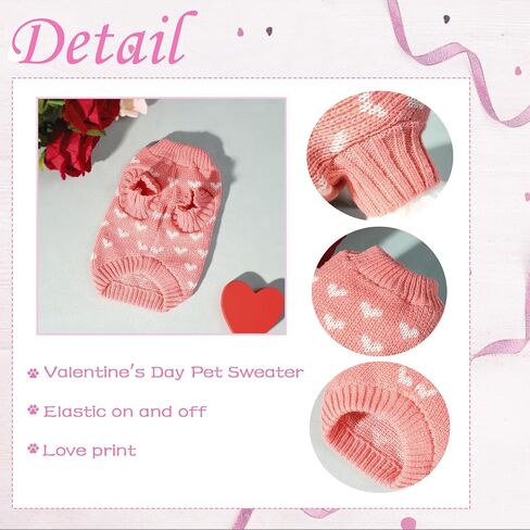 Valentine's Day Sweater for Dog,Red Soft Valentine's Day Dog Sweater Warm Cat Heart Love Pattern Knitted Sweater for Puppy Kitten Pets (Red, XL) in Saudi Arabia