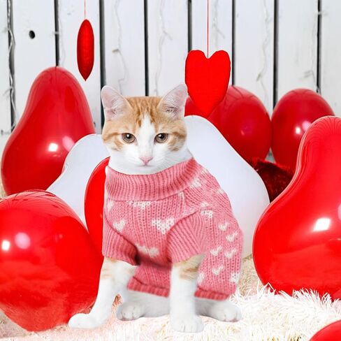Valentine's Day Sweater for Dog,Red Soft Valentine's Day Dog Sweater Warm Cat Heart Love Pattern Knitted Sweater for Puppy Kitten Pets (Red, XL) in Saudi Arabia