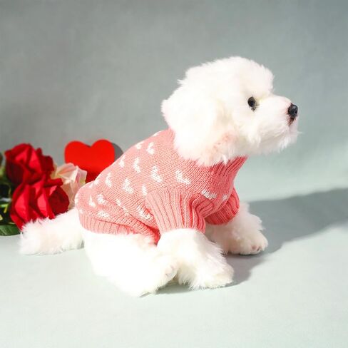 Valentine's Day Sweater for Dog,Red Soft Valentine's Day Dog Sweater Warm Cat Heart Love Pattern Knitted Sweater for Puppy Kitten Pets (Red, XL) in Saudi Arabia
