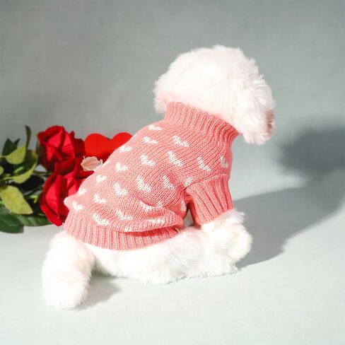 Valentine's Day Sweater for Dog,Red Soft Valentine's Day Dog Sweater Warm Cat Heart Love Pattern Knitted Sweater for Puppy Kitten Pets (Red, XL) in Saudi Arabia