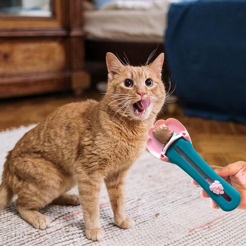Cat Claw Shaped Cat Strip Squeeze Spoon, Delectables Lickable Cat Treats Spoon, Wet Treat Cat Feeder Spoon Treat Squeeze Spoon for Lickable Wet Cat Treats Liquid Snack Feeding (Pink) in Saudi Arabia