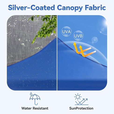10x10ft Pop-Up Canopy Tent – Quick Setup Outdoor Shelter – Waterproof Sun Shade for Parties, Camping, Beach & Patio – Steel Frame Adjustable 3 Height, with 4 Sand Bags (Blue) in Saudi Arabia