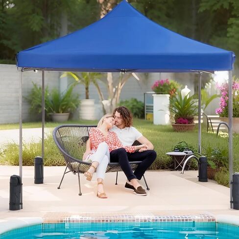 10x10ft Pop-Up Canopy Tent – Quick Setup Outdoor Shelter – Waterproof Sun Shade for Parties, Camping, Beach & Patio – Steel Frame Adjustable 3 Height, with 4 Sand Bags (Blue) in Saudi Arabia