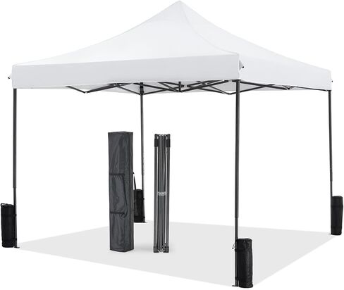 10x10ft Pop-Up Canopy Tent – Quick Setup Outdoor Shelter – Waterproof Sun Shade for Parties, Camping, Beach & Patio – Steel Frame Adjustable 3 Height, with 4 Sand Bags (Blue) in Saudi Arabia