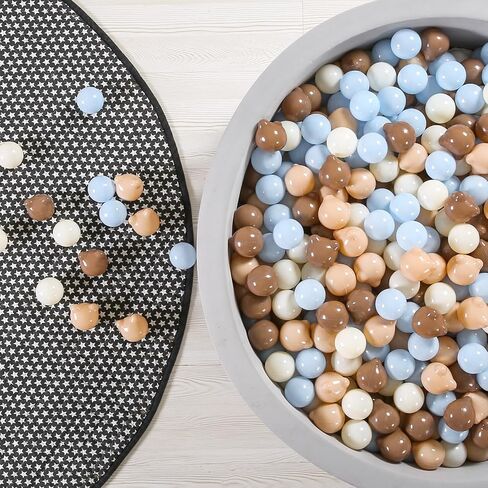 GOGOSO Bear Ball Pit Balls Shapes BPA Free Plastic Play Balls Crush Proof Kids Toddlers Baby Pastel Pelotas Toy Shaped Giant Friendship Bracelet, 2.15inch 100pcs, Brown Beige White in Kuwait