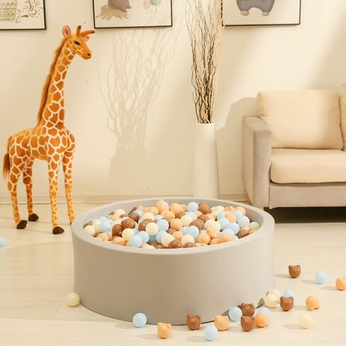 GOGOSO Bear Ball Pit Balls Shapes BPA Free Plastic Play Balls Crush Proof Kids Toddlers Baby Pastel Pelotas Toy Shaped Giant Friendship Bracelet, 2.15inch 100pcs, Brown Beige White in Kuwait