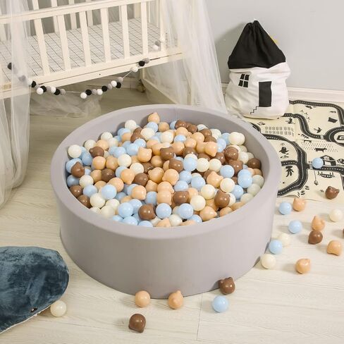 GOGOSO Bear Ball Pit Balls Shapes BPA Free Plastic Play Balls Crush Proof Kids Toddlers Baby Pastel Pelotas Toy Shaped Giant Friendship Bracelet, 2.15inch 100pcs, Brown Beige White in Kuwait
