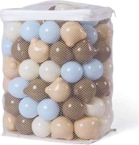 GOGOSO Bear Ball Pit Balls Shapes BPA Free Plastic Play Balls Crush Proof Kids Toddlers Baby Pastel Pelotas Toy Shaped Giant Friendship Bracelet, 2.15inch 100pcs, Brown Beige White in Kuwait