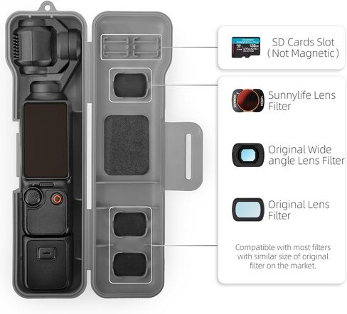 Pocket 3 Carrying Case Magnetic Protective Storage Case for OSMO Pocket 3 & Accessories, Shockproof Scratch-Resistant Travel Case, Fit for Filters & Wide-Angle Lens, with Adjustable Wrist Strap (Blue) in Saudi Arabia