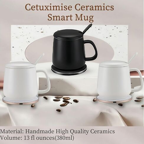 Temperature Control Mug 2nd Generation, 13 Oz Smart Mug, Self-Warming Coffee Mug Precise Temperature Control Coffee Mug Warmer for Every Occasion（White） in Saudi Arabia