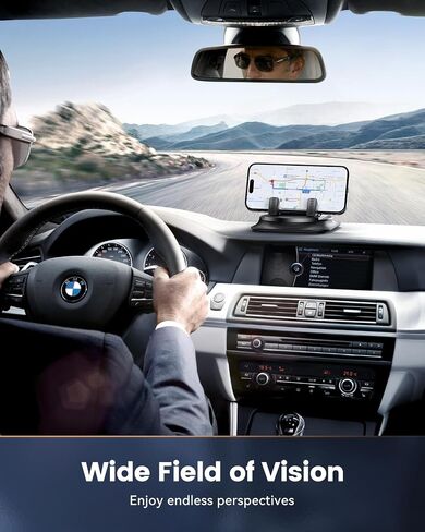 360 Degree Rotation Dashboard Phone Holder for Car, Anti-Slip Grips & One-Hand Operation Car Cell Phone Mount with Adjustable Spring Clip, Compatible with iPhone Samsung All Smartphones in Saudi Arabia