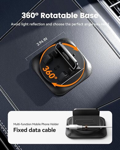 360 Degree Rotation Dashboard Phone Holder for Car, Anti-Slip Grips & One-Hand Operation Car Cell Phone Mount with Adjustable Spring Clip, Compatible with iPhone Samsung All Smartphones in Saudi Arabia