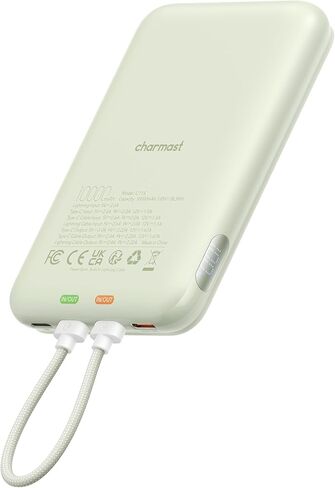 Charmast 10000mah شاحن محمول سلكي ، 20W شحن سريع شحن Slim Bank مع كابل قابل للإزالة لـ iPhone & Android ، حزمة بطارية خالية من اليدين مع شاشة رقمية للسفر القصيرة (بدون إلحل) in Saudi Arabia