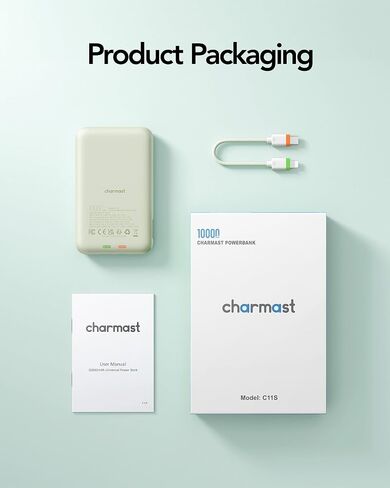 Charmast 10000mah شاحن محمول سلكي ، 20W شحن سريع شحن Slim Bank مع كابل قابل للإزالة لـ iPhone & Android ، حزمة بطارية خالية من اليدين مع شاشة رقمية للسفر القصيرة (بدون إلحل) in Saudi Arabia
