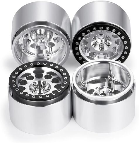4Pcs 2.2" RC Wheels 45mm Beadlock Wheels Rims for Axial Wraith RR10 SCX10 Capra 90046 90048 D90 CC01 TRX4 TRX6 Redcat Gen8 1/10 RC Crawlers(Black) in Saudi Arabia