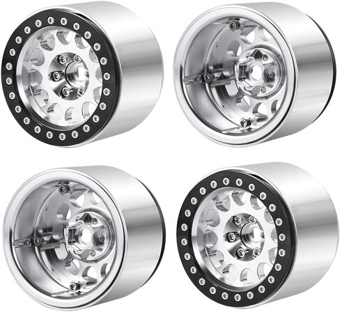4Pcs 2.2" RC Wheels 45mm Beadlock Wheels Rims for Axial Wraith RR10 SCX10 Capra 90046 90048 D90 CC01 TRX4 TRX6 Redcat Gen8 1/10 RC Crawlers(Black) in Saudi Arabia