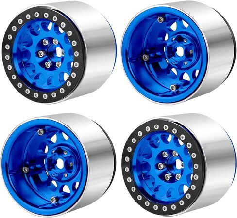 4Pcs 2.2" RC Wheels 45mm Beadlock Wheels Rims for Axial Wraith RR10 SCX10 Capra 90046 90048 D90 CC01 TRX4 TRX6 Redcat Gen8 1/10 RC Crawlers(Black) in Saudi Arabia