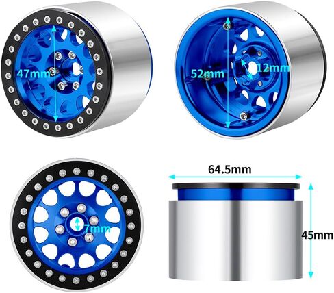 4Pcs 2.2" RC Wheels 45mm Beadlock Wheels Rims for Axial Wraith RR10 SCX10 Capra 90046 90048 D90 CC01 TRX4 TRX6 Redcat Gen8 1/10 RC Crawlers(Black) in Saudi Arabia