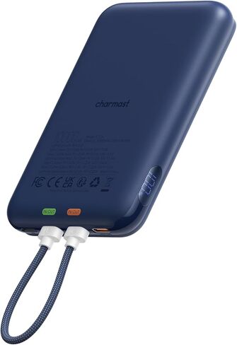 Charmast 10000mAh Wired Portable Charger, 20W Fast Charging Slim Power Bank with Removable Cable for iPhone & Android, Hand-Free Battery Pack with Digital Display for Short Travel (No-Wireless) in Kuwait