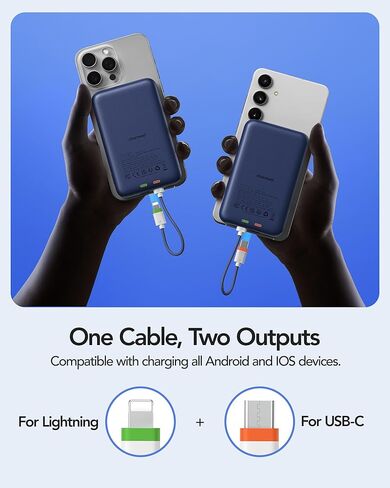 Charmast 10000mAh Wired Portable Charger, 20W Fast Charging Slim Power Bank with Removable Cable for iPhone & Android, Hand-Free Battery Pack with Digital Display for Short Travel (No-Wireless) in Kuwait