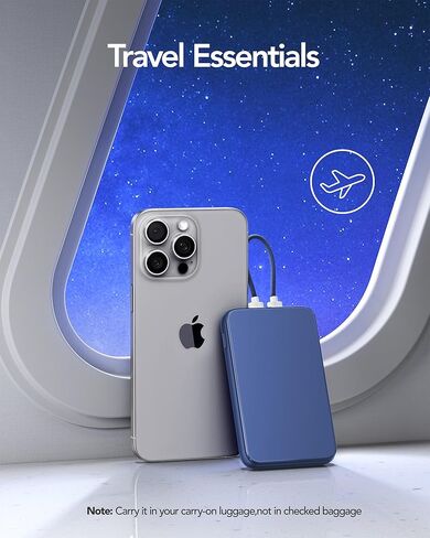 Charmast 10000mAh Wired Portable Charger, 20W Fast Charging Slim Power Bank with Removable Cable for iPhone & Android, Hand-Free Battery Pack with Digital Display for Short Travel (No-Wireless) in Kuwait