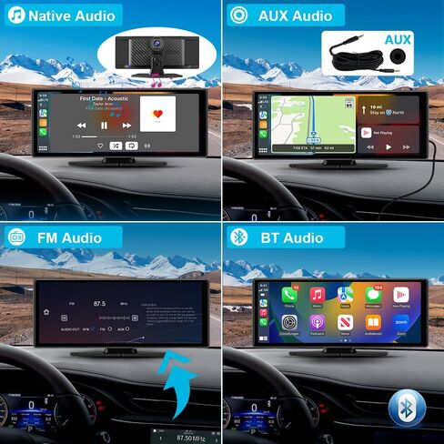 10.26" Carplay Screen Portable for Car, Wireless Carplay & Android Auto Car Stereo, Touchscreen GPS Navigation 4K Dash Cam/1080P Backup Camera/Mirror Link/Bluetooth/Voice Control in Kuwait