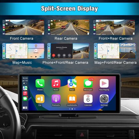 10.26" Carplay Screen Portable for Car, Wireless Carplay & Android Auto Car Stereo, Touchscreen GPS Navigation 4K Dash Cam/1080P Backup Camera/Mirror Link/Bluetooth/Voice Control in Kuwait