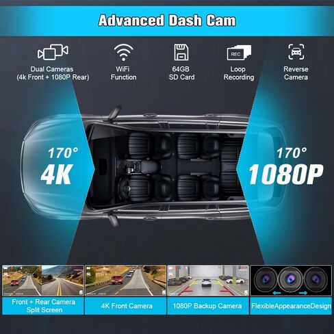 10.26" Carplay Screen Portable for Car, Wireless Carplay & Android Auto Car Stereo, Touchscreen GPS Navigation 4K Dash Cam/1080P Backup Camera/Mirror Link/Bluetooth/Voice Control in Kuwait