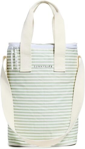 SunnyLife Women's Light Cooler Drinks Bag, Sage Stripe, One size in Saudi Arabia