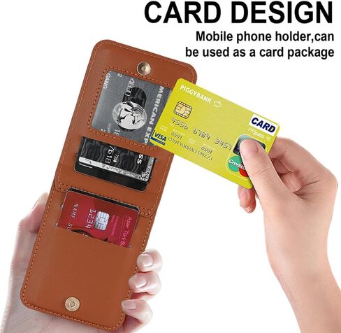 Pu Leather Case for Samsung Galaxy Z Flip 4,Zipper Case,Multifunctional Kickstand, Card Holder,Adjustable Shoulder Strap Flip Case Cover for Samsung Galaxy Z Flip 4 (Brown) in Saudi Arabia