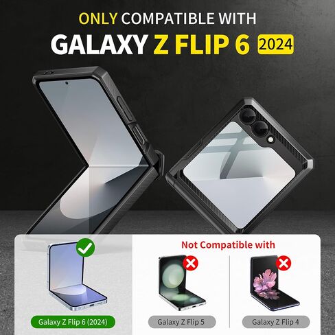 TONGATE for Z Flip 6 Case with Kickstand & Belt-Clip, [Hinge Protection Cover][Bulit-in Screen Protector] Military Grade Shockproof Phone Case for Samsung Galaxy Z Flip 6 5g 2024, Black in Saudi Arabia