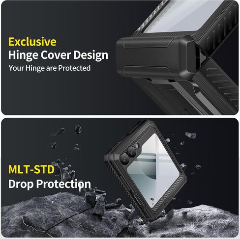 TONGATE for Z Flip 6 Case with Kickstand & Belt-Clip, [Hinge Protection Cover][Bulit-in Screen Protector] Military Grade Shockproof Phone Case for Samsung Galaxy Z Flip 6 5g 2024, Black in Saudi Arabia